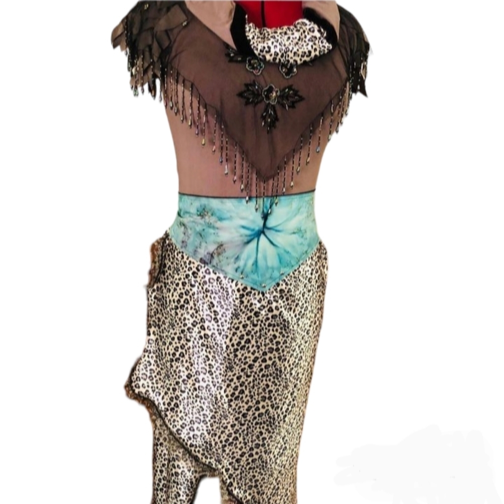 Crazy Cat Woman Stretchy Leopard Dress UPCYCLED Fashion - S M L XL